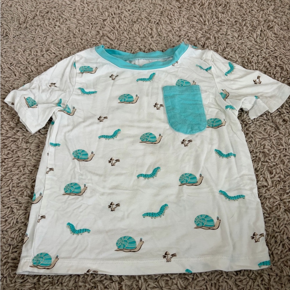 Kids Snail Print T-Shirt - White and Blue